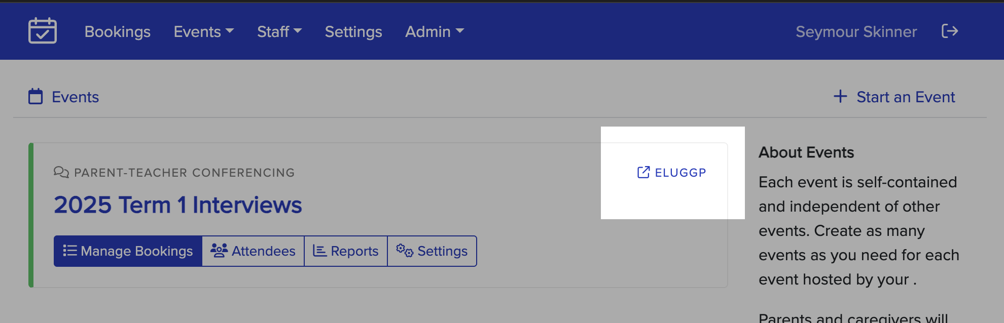Event code in Events list